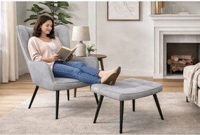 Fotel wypoczynkowy RELAX uszak z podnóżkiem : Kolor nogi - Czarna stożek, Kolor tkaniny - VELVET - MG17, Typ tkaniny - Velvet