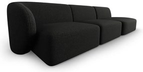 Czarna sofa z tkaniny szenilowej lewostronna 311 cm Paolo – Milo Casa