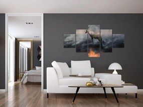 Obraz kozicy w płomieniach (125x70 cm)