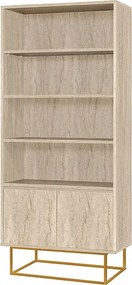 Półka – 80 x 182 x 36 cm – trawertyn – pokryta w 100% melaminą, nogi metalowe