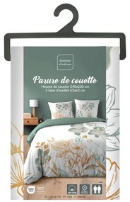 Biało-zielona bawełniana pościel dwuosobowa 240x220 cm Lolita – douceur d'intérieur