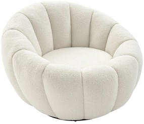 Fotel muszla obrotowy z białej bukli - COSSATO