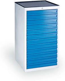 Kontener dostawny z szufladami na narzędzia GD, 12 szuflad, 1100 x 570 x 590 mm, niebieski