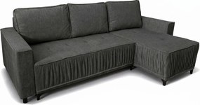 Elegancki narożnik prawostronny rozkładany VIKI 238x143cm, w tkaninie MONOLITH  92 szarej