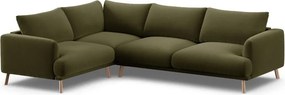 Zielony aksamitny narożnik (lewostronny/w kształcie litery L) Naomi – Micadoni