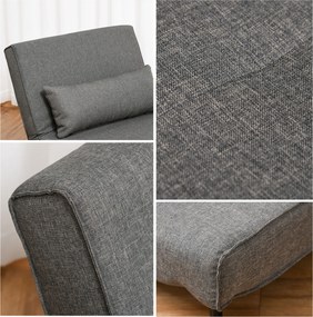 Sofa jednoosobowa rozkładana szara z regulowanym oparciem styl skandynawski do małych wnętrz | Aosom PL