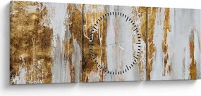 Obraz - Abstrakcja ze zotym (z zegarem) (90x30 cm)