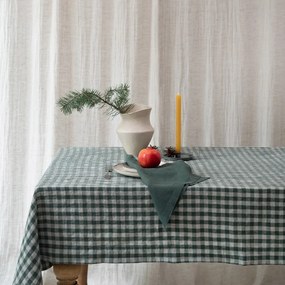 Lniany obrus 140x250 cm Forest Green Gingham – Linen Tales