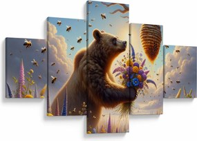 Obraz - Niedźwiedź i pszczoły (125x70 cm)