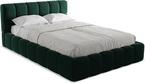 Łóżko 160 x 228 - z weluru - butelkowa zieleń - NALU