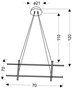 Srebrna nowoczesna lampa wisząca na linkach - M121-Andi