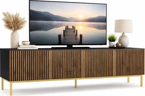 Czarna szafka rtv z lamowym frontem dąb artisan Z0-G08