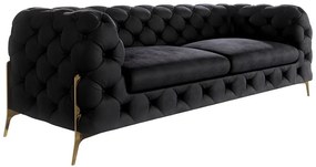 Czarna aksamitna sofa 225 cm Chelsea Bis – Ropez