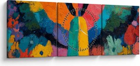 Obraz - Abstrakcyjny anioł z kwiatami (z zegarem) (90x30 cm)
