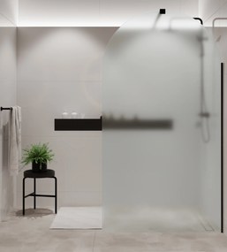 Ścianka prysznicowa Walki-in szkło satynowe matowe półokrągła 8mm MOLIS Satin Oval MASSI | Różne rozmiary : Kolor profili kabiny - złoty szczotkowany, Szerokość ścianki - 100 cm, Typ montażu - WALK in FIX (Do ściany)