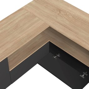Czarna szafka pod TV w dekorze dębu 130x46 cm Angle – TemaHome
