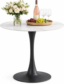 Okrągły szklany stół biały marmur H4-A57