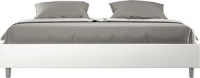 Łóżko wyposażone w stelaż z listwami tapicerowane 180x200 sztucznej skóry Biały Azelia