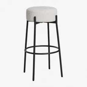 Pakiet 2 Wysokich Stołków 75 Cm Tapicerowanych Anisa Czarny & Bouclé White - Sklum