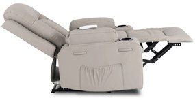 Fotel Masujący BOX Rozkładany Wypoczynkowy z Podnóżkiem Szary Ekoskóra Nowoczesny