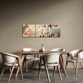Obraz - Kubizm - harlequin and rose (z zegarem) (90x30 cm)