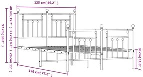 Czarne metalowe łóżko rustykalne 120x190cm - Velonis