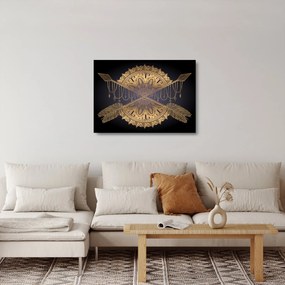 Obraz na szkle - Złota mandala ze strzałkami (70x50 cm)