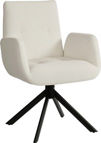 HOMCOM Fotel tapicerowany, fotel akcentowy, nowoczesny design, obrotowy, do 120 kg, kremowo-biały