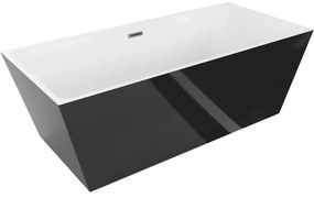 Mexen Lita wanna wolnostojąca 170 x 75 cm, biała/czarna, przelew gun metal - 52121707575-95