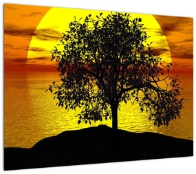 Obraz na szkle sylwetki drzewa (70x50 cm)