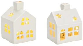 Domek porcelanowy LED WHITE HOUSE 8 cm biały - różne warianty