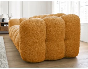 Musztardowa sofa z materiału bouclé 232 cm Hippolyte – Bobochic Paris