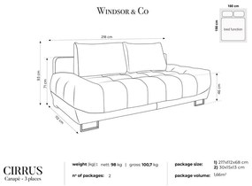 Granatowa 3-osobowa sofa rozkładana z aksamitnym obiciem Windsor &amp; Co Sofas Cirrus