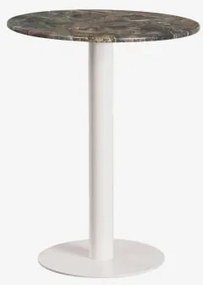 Okrągły Barowy Stół Z Naturalnego Kamienia Xiren Ø60 Cm & Zielony Marmur Forest & Lodowata Biel - Sklum