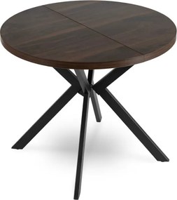 Stół Okrągły Rozkładany LUGO 90-190 cm Orzech/Czarny Loft