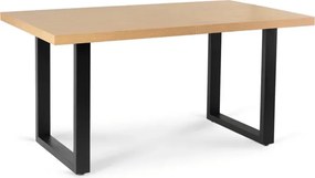 Stół Prostokątny Rozkładany EDWIN 160-260 cm Dąb Złoty/Czarny do Jadalni Nowoczesny Loft