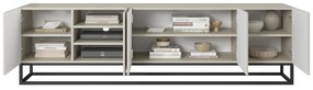 Szafka RTV Asha 200 cm z ryflowanym frontem i metalowym stelażem - kaszmir