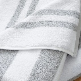 Biało-szary bawełniany ręcznik kąpielowy frotte 90x140 cm Reversible Stripe – Bianca