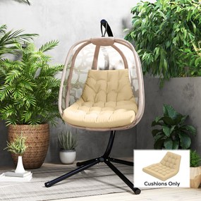 Outsunny Poduszka na Siedzenie, Zewnętrzna Poduszka do Kosza Wiszącego i Krzeseł Bujanych, Poduszka dla Mebli Ogrodowych, Beżowa