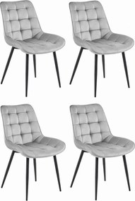 Krzesło welurowe BERA jasnoszare z czarnymi nogami