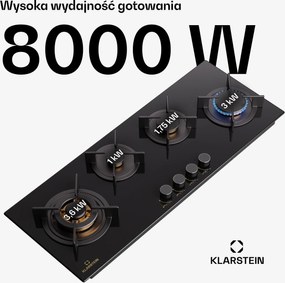 Klarstein Goldflame 90cm Płyta gazowa 4 palniki Czarny