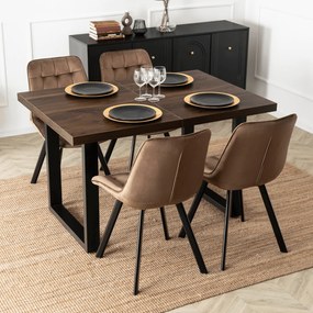 Rozkładany stół industrialny na płozach Tomas 130-230 cm, orzech/czarny