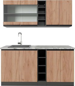 Pojedyncza kuchnia złoty dąb power/antracyt 160x60x81.6 r-line