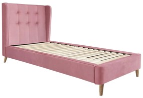 ESTELLA 90 cm łóżko różowy pojedyncze tapicerowane velvet zagłówek