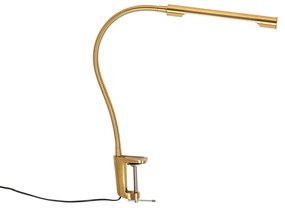 Lampa biurkowa zaciskowa mosiądz w tym LED ze ściemniaczem dotykowym - Lionard Nowoczesny Oswietlenie wewnetrzne