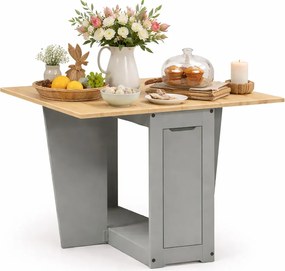 Minimalistyczny składany stół ze schowkiem szary + miodowy brąz D9-N04