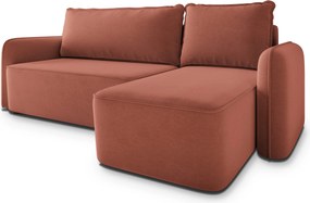 Masseno Narożnik DOLVER z funkcją spania i pojemnikiem na pościel Narozniki L, Rozkładana sofa - Koralowy, CASTEL 55