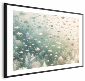 Plakat Morski świat 90x60 cm z ramą czarną z marginesem ARTGEIST B