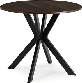 Okrągły stół industrialny Lauren 90 cm, orzech/czarny