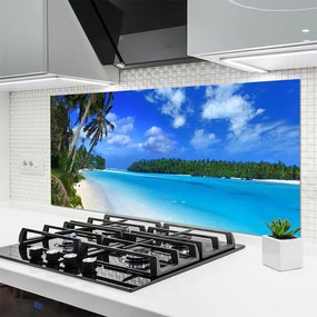 Szkło do Kuchni na Ścianę Egzotyczna Plaża Pod Palmami